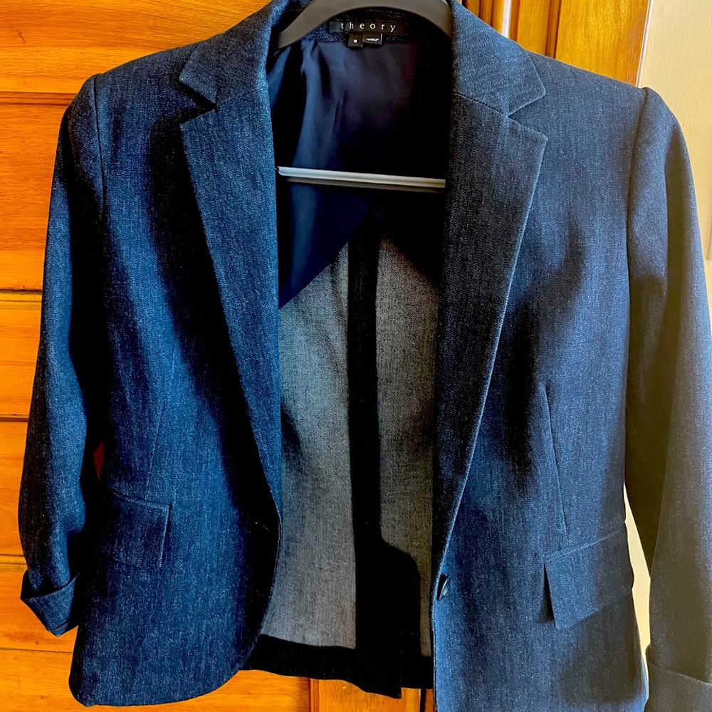 Theory Denim Blazer with single button